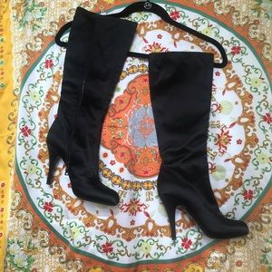 PRADA Black Satin Boots Size 36.5